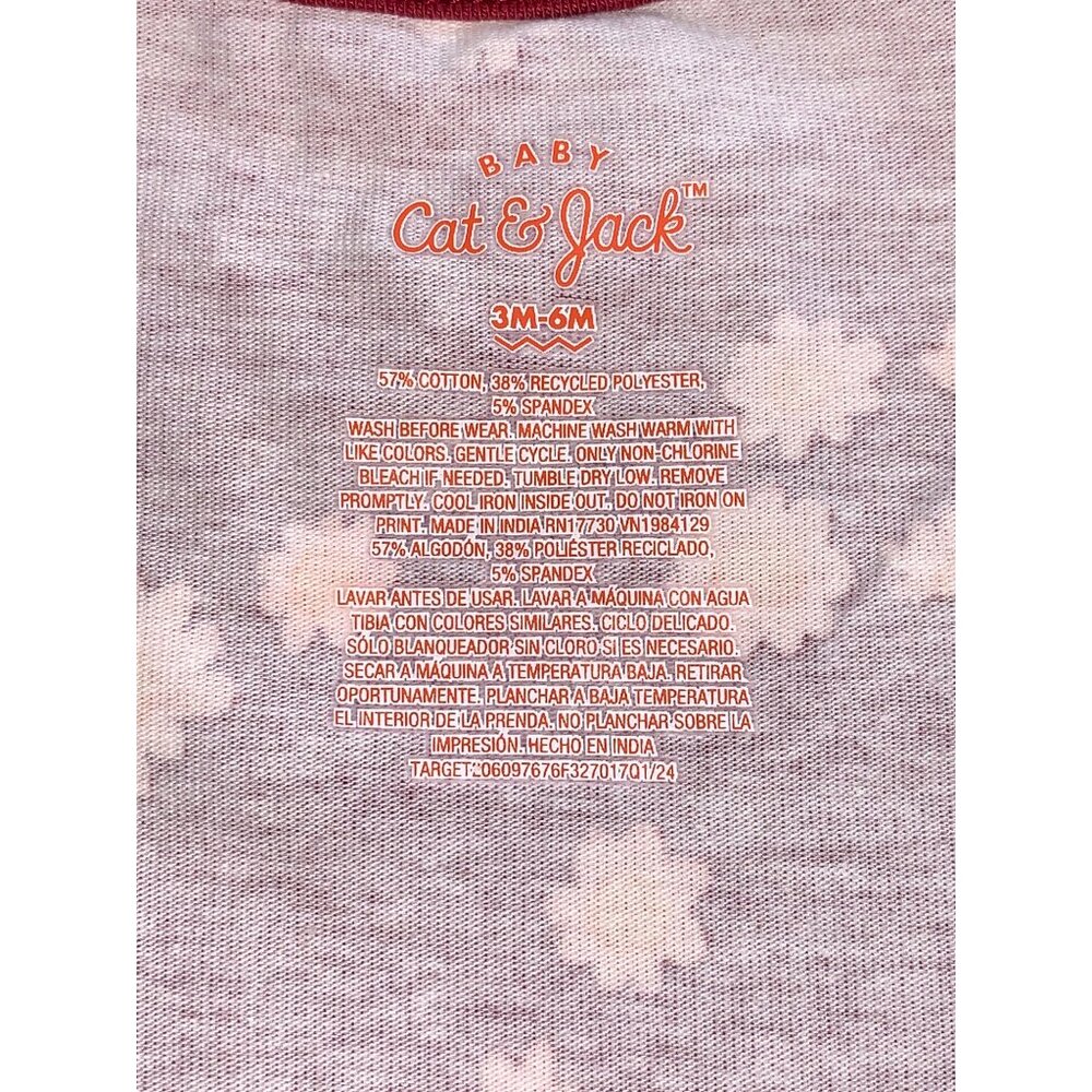 Cat & Jack Baby Girl Floral Bodysuit Romper Maroon Red - Picture 6 of 8